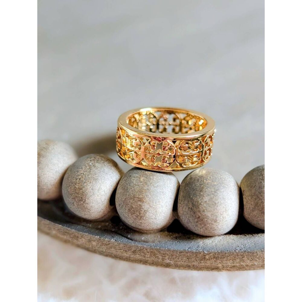 TORY BURCH Gold Filigree Ring Size 7